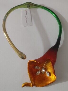 BNWT New Release Betsey Johnson Orange Calla Lily Hinge Chocker Necklace